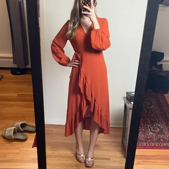 SHEIN | Dresses | Shein Burnt Orange Ruffle Wrap Bishop Sleeve Maxi Dress | Poshmark SHEIN | Dresses | Shein Burnt Orange Ruffle Wrap Bishop Sleeve Maxi Dress | Poshmark